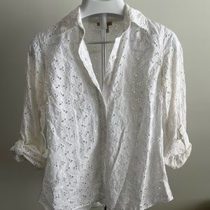 Lucky Brand Blouse with Floral Lacing